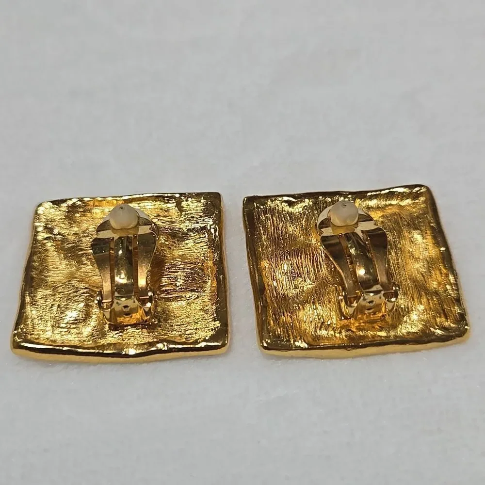 Christian Lacroix Resin & Crystal Floral Clip-on Earrings